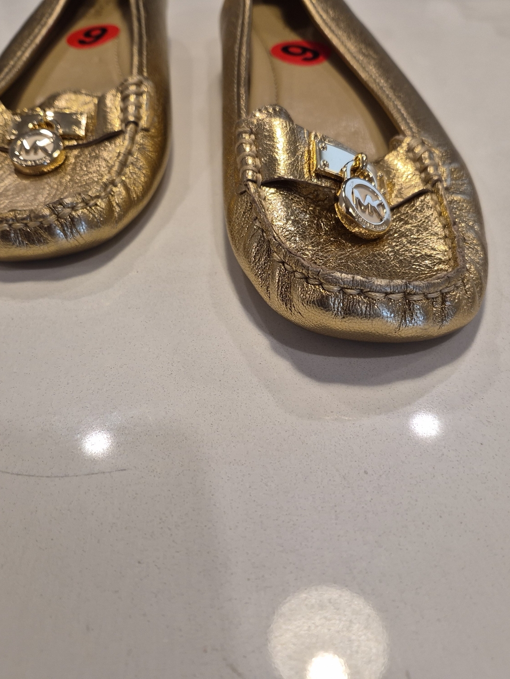 Michael Kors Gold Leather Moccasin Flats Size 6 NWOT
